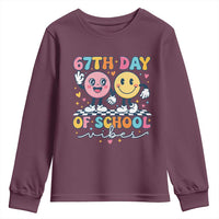 67th Day of School Vibes Youth Sweatshirt Cute Retro Smiling Face for Students & Teachers - Wonder Print Shop