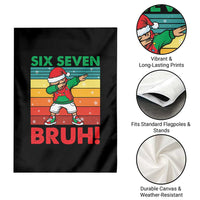 Six Seven Bruh Christmas Dabbing Garden Flag Funny 67 Meme Retro Santa Kid Vibes - Wonder Print Shop