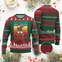 Six Seven Bruh Xmas Dabbing Ugly Christmas Sweater Funny 67 Meme Retro Santa Kid Vibes - Wonder Print Shop