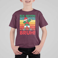 Six Seven Bruh Christmas Dabbing T Shirt For Kid Funny 67 Meme Retro Santa Kid Vibes - Wonder Print Shop
