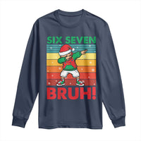 Six Seven Bruh Christmas Dabbing Long Sleeve Shirt Funny 67 Meme Retro Santa Kid Vibes - Wonder Print Shop