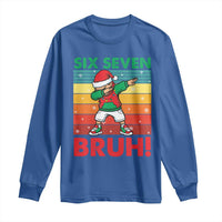 Six Seven Bruh Christmas Dabbing Long Sleeve Shirt Funny 67 Meme Retro Santa Kid Vibes - Wonder Print Shop