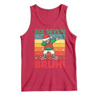 Six Seven Bruh Christmas Dabbing Tank Top Funny 67 Meme Retro Santa Kid Vibes - Wonder Print Shop
