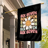 Six Seven Flower Power Garden Flag Viral 67 Meme with Retro Daisy - Wonder Print Shop