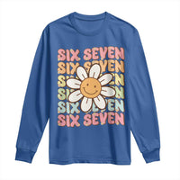 Six Seven Flower Power Long Sleeve Shirt Viral 67 Meme with Retro Daisy - Wonder Print Shop