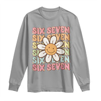 Six Seven Flower Power Long Sleeve Shirt Viral 67 Meme with Retro Daisy - Wonder Print Shop