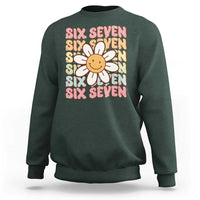 Six Seven Flower Power Sweatshirt Viral 67 Meme with Retro Daisy - Wonder Print Shop