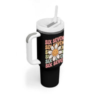 Six Seven Flower Power Tumbler With Handle Viral 67 Meme with Retro Daisy - Wonder Print Shop