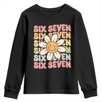 Six Seven Flower Power Youth Sweatshirt Viral 67 Meme with Retro Daisy - Wonder Print Shop