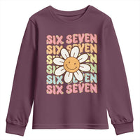 Six Seven Flower Power Youth Sweatshirt Viral 67 Meme with Retro Daisy - Wonder Print Shop