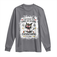 I Survived 67 Days of School Long Sleeve Shirt Funny Teacher Black Cat Chaos Everything Is Fine - Wonder Print Shop