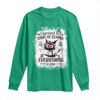I Survived 67 Days of School Long Sleeve Shirt Funny Teacher Black Cat Chaos Everything Is Fine - Wonder Print Shop