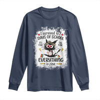 I Survived 67 Days of School Long Sleeve Shirt Funny Teacher Black Cat Chaos Everything Is Fine - Wonder Print Shop