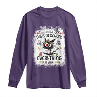 I Survived 67 Days of School Long Sleeve Shirt Funny Teacher Black Cat Chaos Everything Is Fine - Wonder Print Shop
