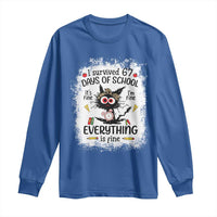 I Survived 67 Days of School Long Sleeve Shirt Funny Teacher Black Cat Chaos Everything Is Fine - Wonder Print Shop
