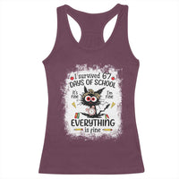 I Survived 67 Days of School Racerback Tank Top Funny Teacher Black Cat Chaos Everything Is Fine - Wonder Print Shop