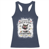 I Survived 67 Days of School Racerback Tank Top Funny Teacher Black Cat Chaos Everything Is Fine - Wonder Print Shop