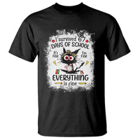 I Survived 67 Days of School T Shirt Funny Teacher Black Cat Chaos Everything Is Fine - Wonder Print Shop