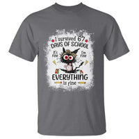 I Survived 67 Days of School T Shirt Funny Teacher Black Cat Chaos Everything Is Fine - Wonder Print Shop