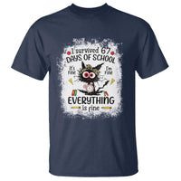 I Survived 67 Days of School T Shirt Funny Teacher Black Cat Chaos Everything Is Fine - Wonder Print Shop