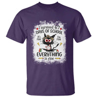 I Survived 67 Days of School T Shirt Funny Teacher Black Cat Chaos Everything Is Fine - Wonder Print Shop
