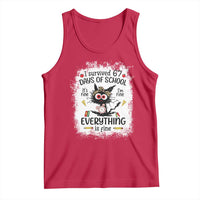I Survived 67 Days of School Tank Top Funny Teacher Black Cat Chaos Everything Is Fine - Wonder Print Shop