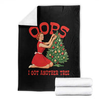 Funny Retro Christmas Pinup Girl Throw Blanket Oops I Got Another Tree Vintage Pin Up Style Holiday Humor - Wonder Print Shop