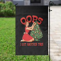 Funny Retro Christmas Pinup Girl Garden Flag Oops I Got Another Tree Vintage Pin Up Style Holiday Humor - Wonder Print Shop