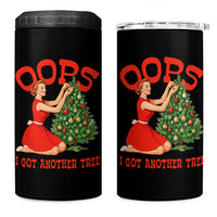 Funny Retro Christmas Pinup Girl 4 in 1 Can Cooler Tumbler Oops I Got Another Tree Vintage Pin Up Style Holiday Humor - Wonder Print Shop