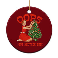 Funny Retro Christmas Pinup Girl Ceramic Ornament Oops I Got Another Tree Vintage Pin Up Style Holiday Humor - Wonder Print Shop