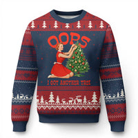 Funny Retro Xmas Pinup Girl Ugly Christmas Sweater Oops I Got Another Tree Vintage Pin Up Style Holiday Humor - Wonder Print Shop
