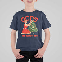 Funny Retro Christmas Pinup Girl T Shirt For Kid Oops I Got Another Tree Vintage Pin Up Style Holiday Humor - Wonder Print Shop