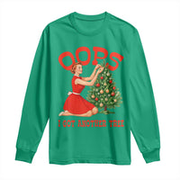 Funny Retro Christmas Pinup Girl Long Sleeve Shirt Oops I Got Another Tree Vintage Pin Up Style Holiday Humor - Wonder Print Shop