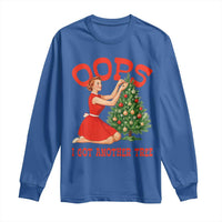 Funny Retro Christmas Pinup Girl Long Sleeve Shirt Oops I Got Another Tree Vintage Pin Up Style Holiday Humor - Wonder Print Shop