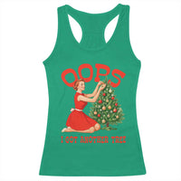 Funny Retro Christmas Pinup Girl Racerback Tank Top Oops I Got Another Tree Vintage Pin Up Style Holiday Humor - Wonder Print Shop