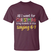Funny Anti Six Seven Teacher Christmas T Shirt My Students To Stop Saying 67 Festive Lights - Wonder Print Shop