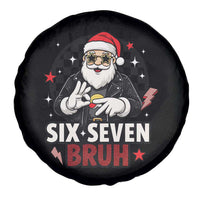 Six Seven Bruh Christmas Meme Spare Tire Cover Cool Santa 67 Hand Sign Street Style Vibes - Wonder Print Shop
