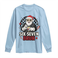 Six Seven Bruh Christmas Meme Long Sleeve Shirt Cool Santa 67 Hand Sign Street Style Vibes - Wonder Print Shop