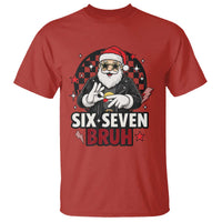 Six Seven Bruh Christmas Meme T Shirt Cool Santa 67 Hand Sign Street Style Vibes - Wonder Print Shop