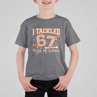 I Tackled 67 Days of School T Shirt For Kid Funny Six Seven Meme Football Lover Milestone - Wonder Print Shop