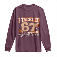 I Tackled 67 Days of School Long Sleeve Shirt Funny Six Seven Meme Football Lover Milestone - Wonder Print Shop