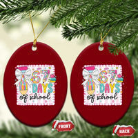 67 Days of School Ceramic Ornament Six Seven Cute Girly Pencil and Bow for Students Teachers - Wonder Print Shop