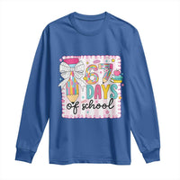67 Days of School Long Sleeve Shirt Six Seven Cute Girly Pencil and Bow for Students Teachers - Wonder Print Shop