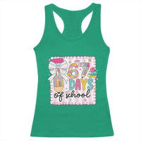 67 Days of School Racerback Tank Top Six Seven Cute Girly Pencil and Bow for Students Teachers - Wonder Print Shop