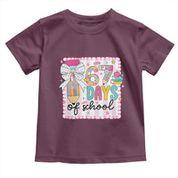 67 Days of School Toddler T Shirt Six Seven Cute Girly Pencil and Bow for Students Teachers - Wonder Print Shop
