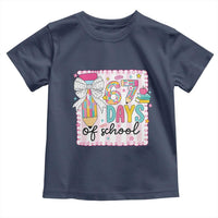 67 Days of School Toddler T Shirt Six Seven Cute Girly Pencil and Bow for Students Teachers - Wonder Print Shop