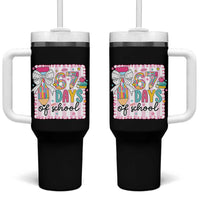67 Days of School Tumbler With Handle Six Seven Cute Girly Pencil and Bow for Students Teachers - Wonder Print Shop