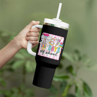 67 Days of School Tumbler With Handle Six Seven Cute Girly Pencil and Bow for Students Teachers - Wonder Print Shop