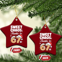 Sweet Chaos Thanks to 67 Ceramic Ornament Funny Christmas Cookie Meme with Sprinkles - Wonder Print Shop