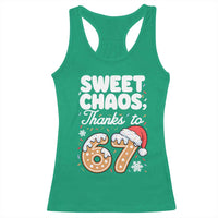 Sweet Chaos Thanks to 67 Racerback Tank Top Funny Christmas Cookie Meme with Sprinkles - Wonder Print Shop